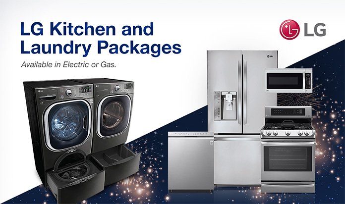 July 4th Savings on LG Kitchen and Laundry Packages. Available in Electric or Gas.