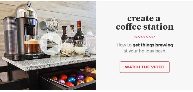 Create a coffee station.How to get things brewing at your holiday bash.Watch the video.