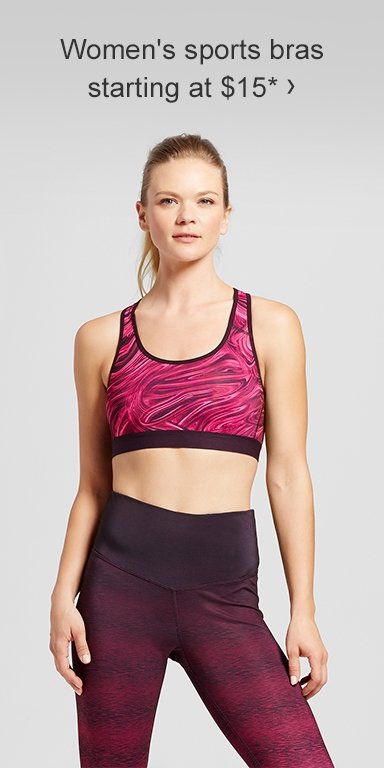 Women's sports bras starting at $15