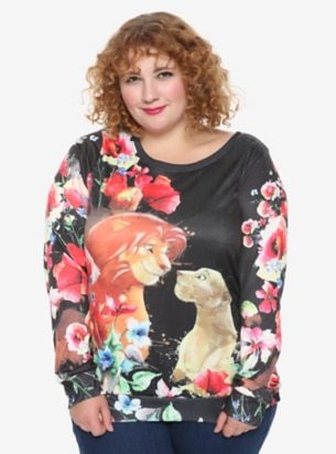 The Lion King Simba & Nala Floral Watercolor Long-Sleeve Tee Plus Size