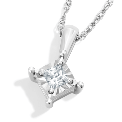 Radiant Reflections Diamond Necklace 1/10 ct tw Princess-Cut Sterling Silver 18'' (J/I3)