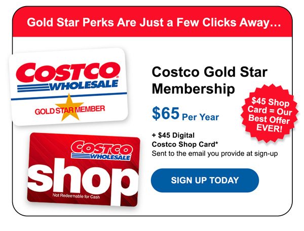 Costco 1-Year Gold Star Membership + $20 Digital Costco Shop Card