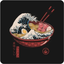 Great Ramen Wave Back Print T-Shirt