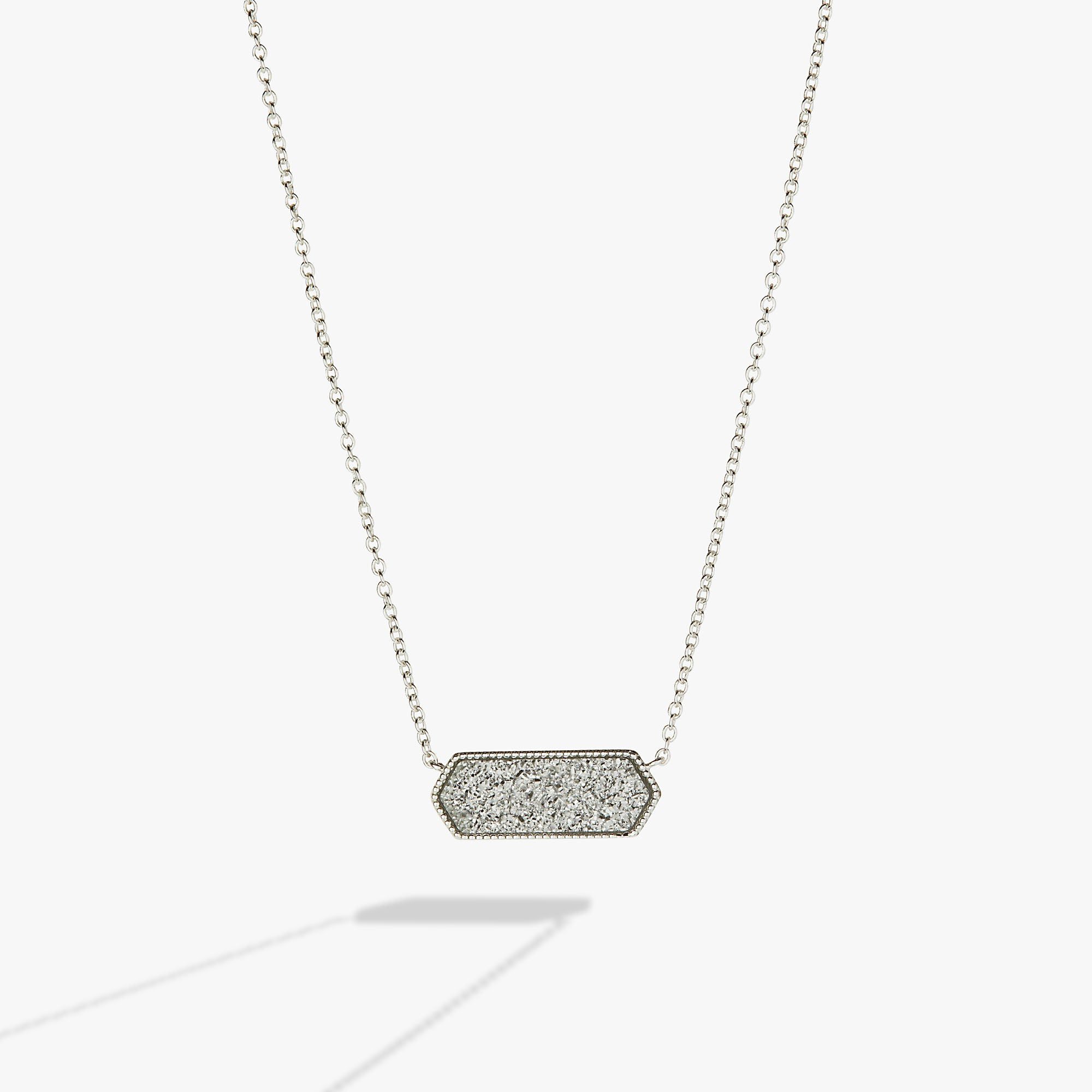 Image of Glitter Druzy Pendant Necklace, Silver
