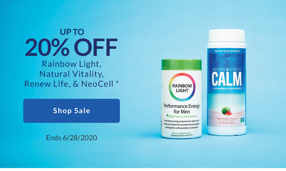 Up to 20% off Rainbow Light, Natural Vitality, Renew Life, and NeoCell