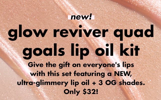 Give the gift on everyone's lips with this set featuring a NEW, ultra-glimmery lip oil + 3 fan faves