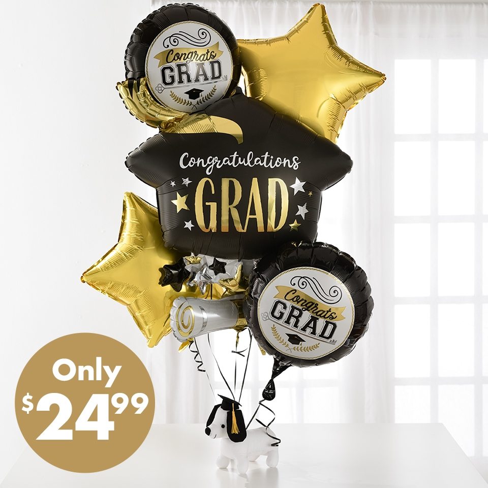 Congrats Grad Cap Balloon Bouquet & Autograph Dog Gift Kit | SHOP NOW