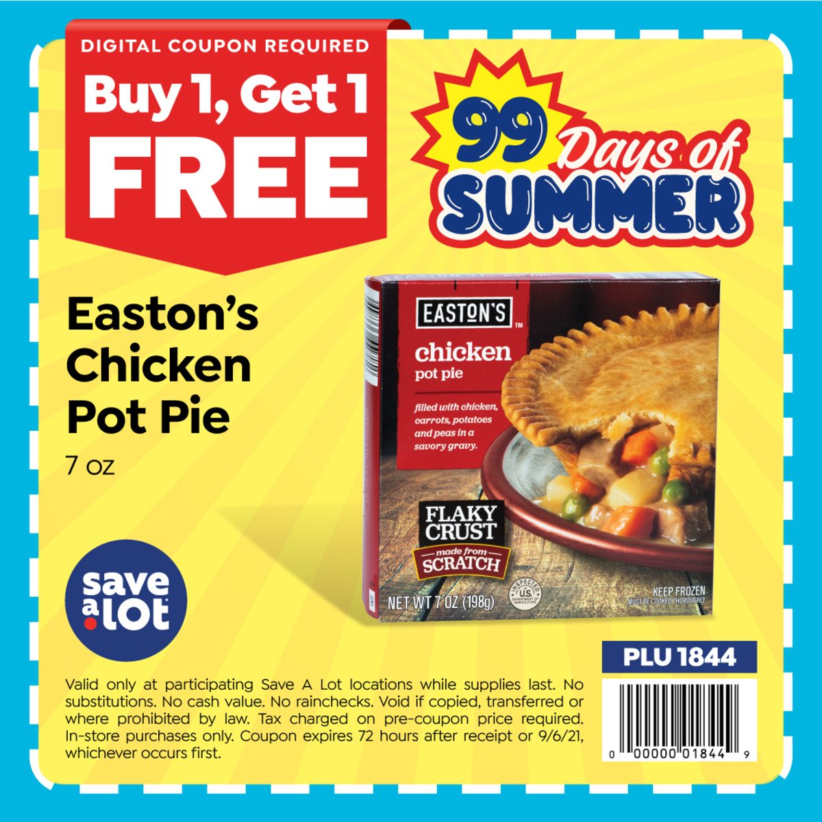 Looking for a quick easy meal for dinner? Buy 1 Easton's Chicken Pot Pie and Get 1 FREE at Save A Lot