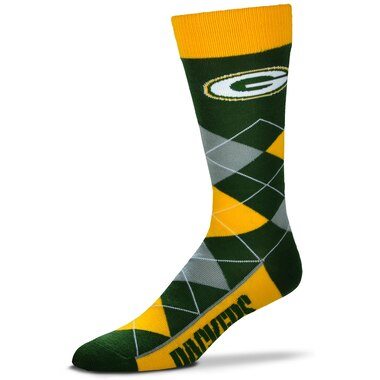 Green Bay Packers For Bare Feet Argyle Crew Socks