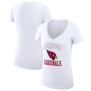 Women's G-III 4Her by Carl Banks White Arizona Cardinals Team Logo Graphic Fitted V-Neck T-Shirt