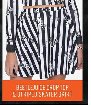 Beetlejuice Striped Skater Skirt