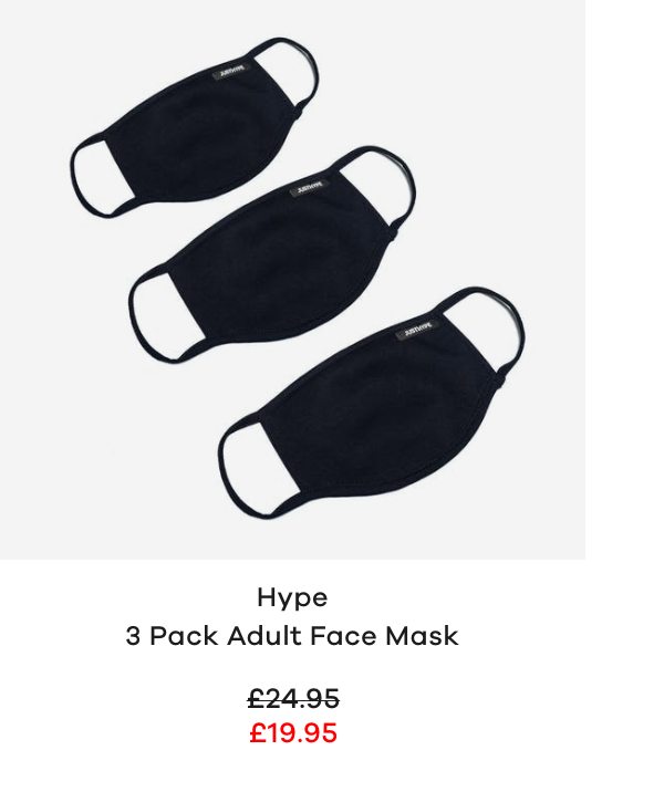 Hype 3 Pack Adult Face Mask