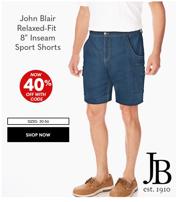 John Blair Relaxed-Fit 8-Inch Inseam Sport Shorts