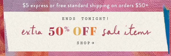 Shop 50% off sale.
