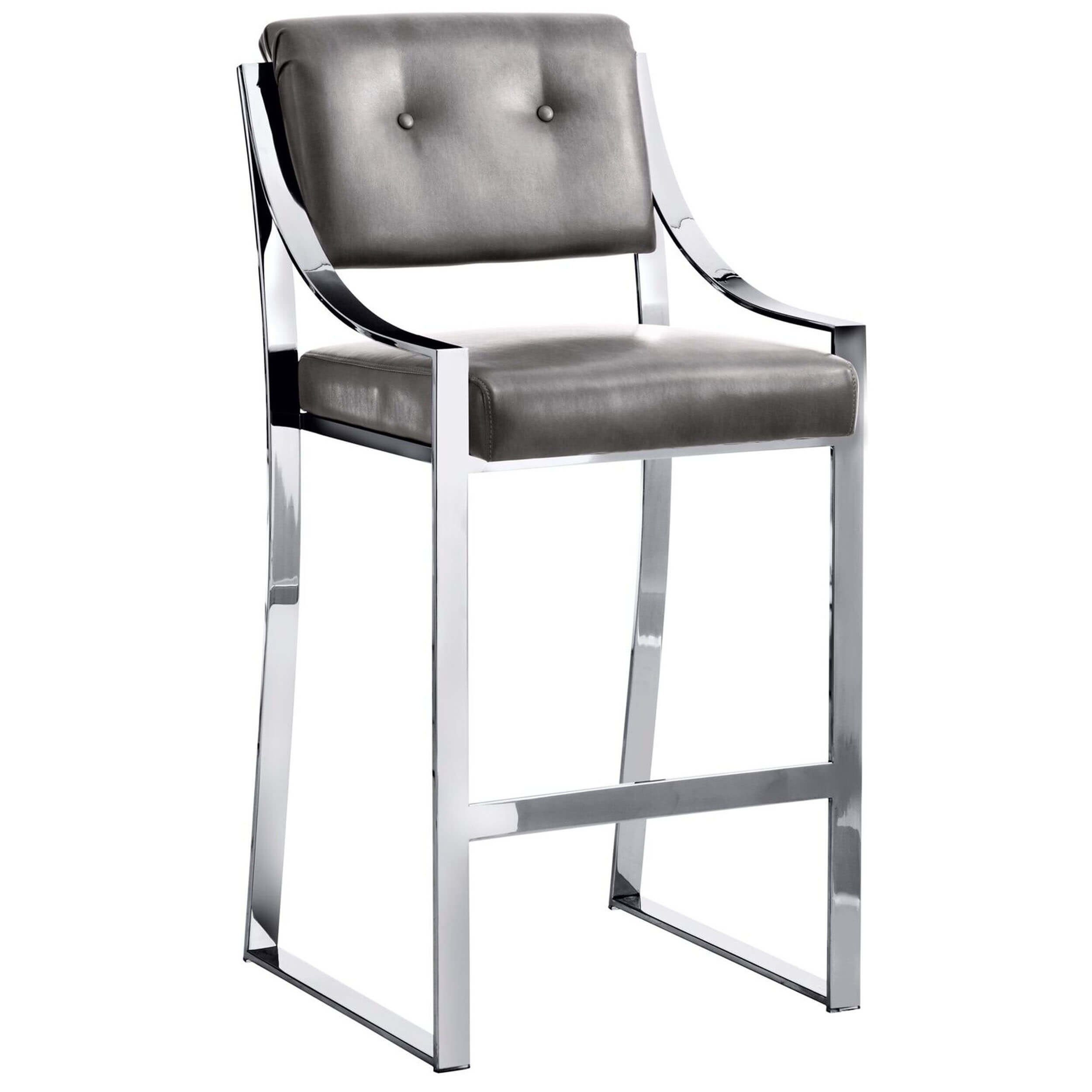 Savoy Leather Bar Stool, Grey
