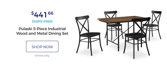 Pulaski 5-Piece Industrial Wood and Metal Dining Set | $441.66 | ships free | shop now | online only.