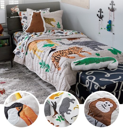 Applique Jungle Animal Bedding