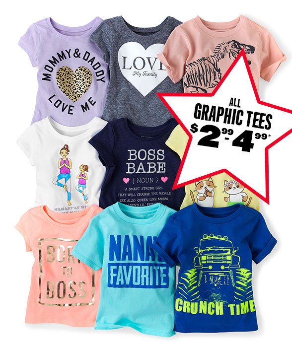 All Graphic Tees $2.99 to $4.99