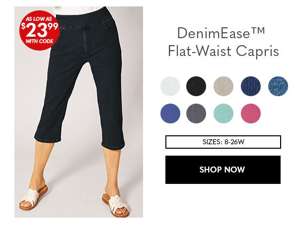 DenimEase Flat-Waist Capris as low as $23.99 with code