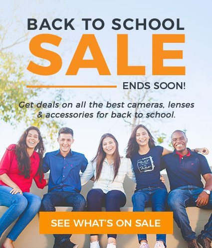 Henry's Back to School Sale - August 16-29. For a limited time only, get great deals on all the best cameras, lenses, and accessories for back to school.