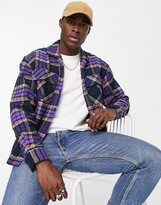 Originals oversize flannel check overshirt in dark blue