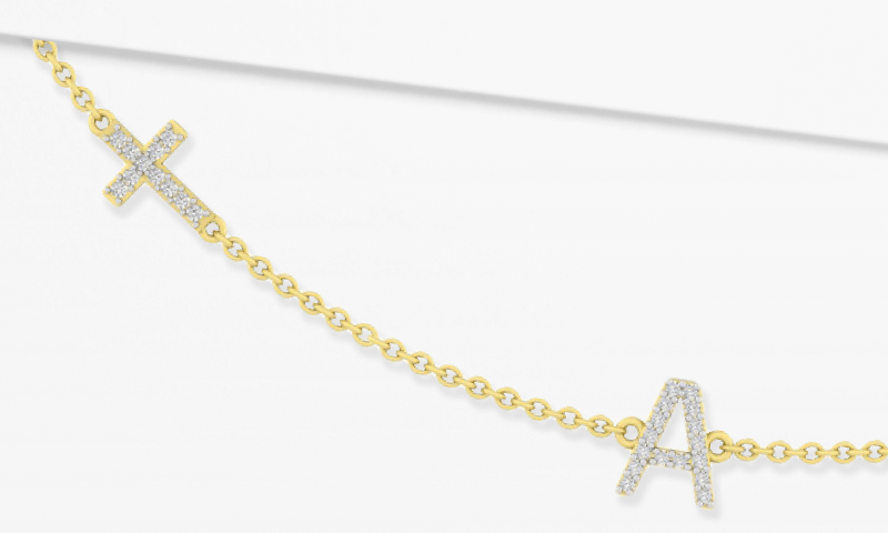 1/20 - 1/8 ct tw Diamond Initial Cross Necklace