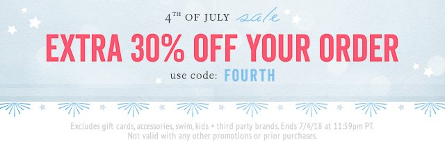 4th Of July Sale: Extra 30% Off Your Order!