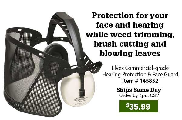 Protection for your face and hearing while weed trimming, brush cutting and blowing leaves