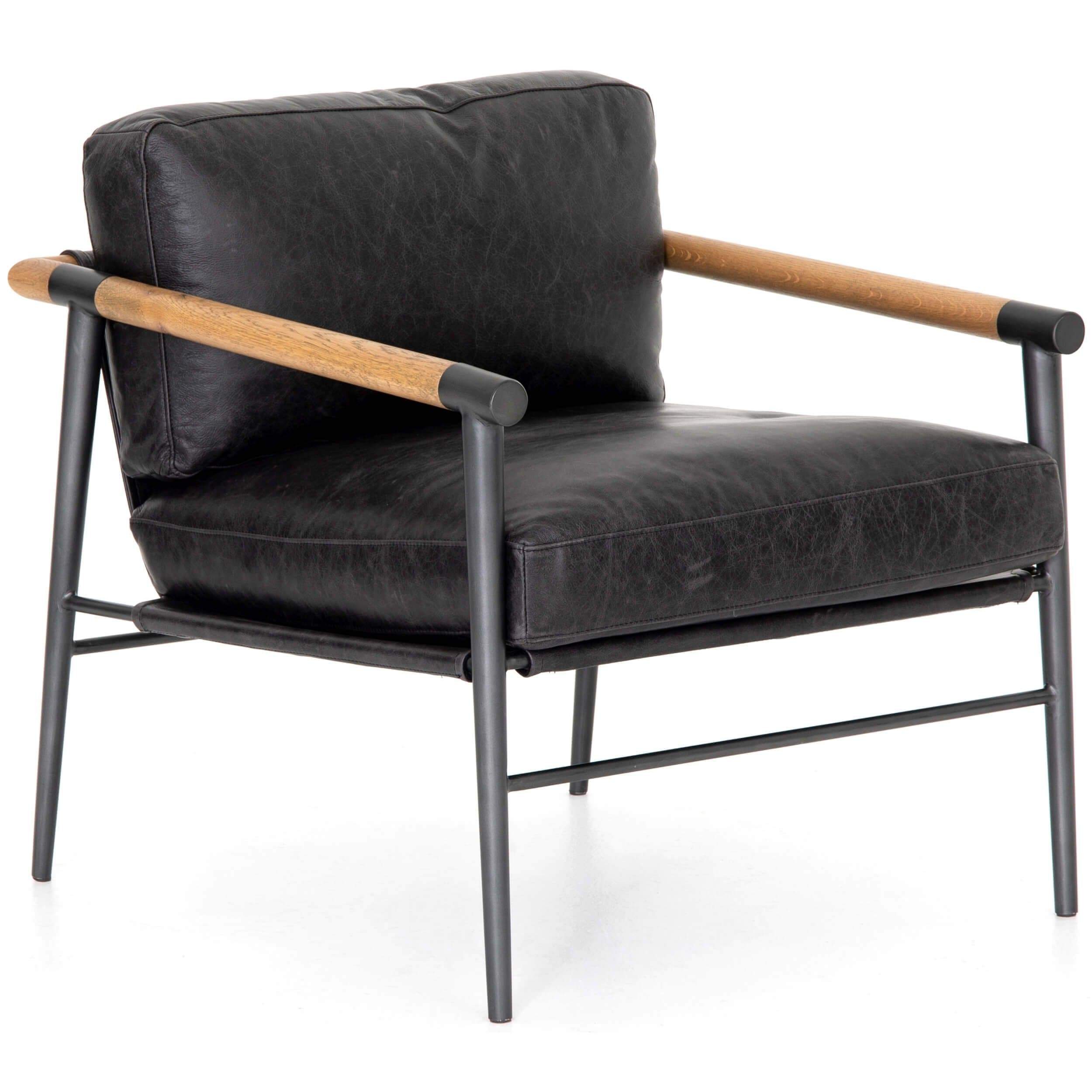 Image of Rowen Leather Chair, Sonoma Black