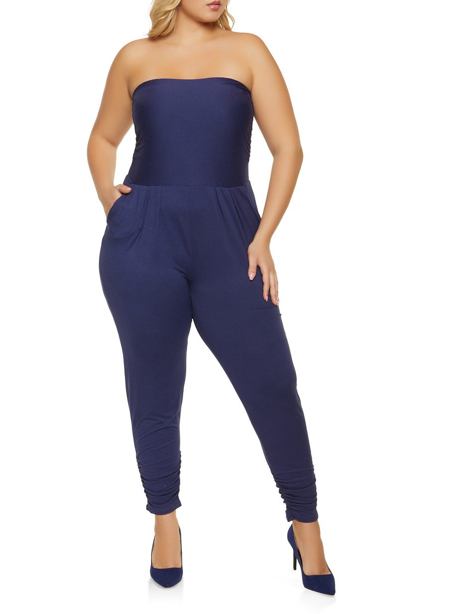 Plus Size Strapless Soft Knit Jumpsuit