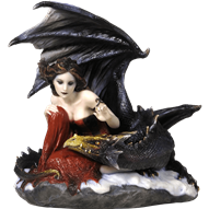 Maiden with Black Dragon Statue