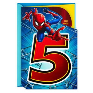 Marvel Spider-Man 5th Birthday Card With Door Hanger