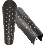 Chevron Flame Leather Greaves - Black