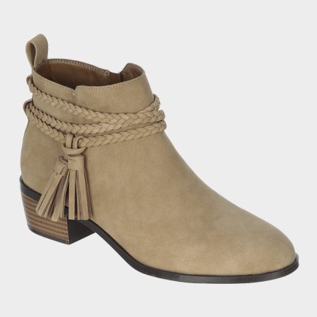 Womens Taupe Western Ankle Boots