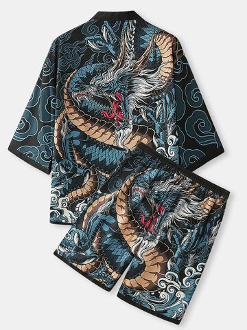 All Over Dragon Print Kimono Outfits