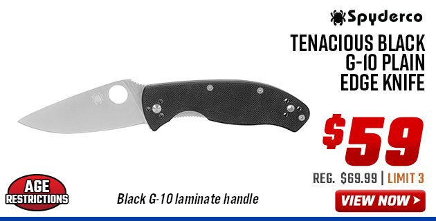 Spyderco Tenacious Black G-10 Plain Edge Knife