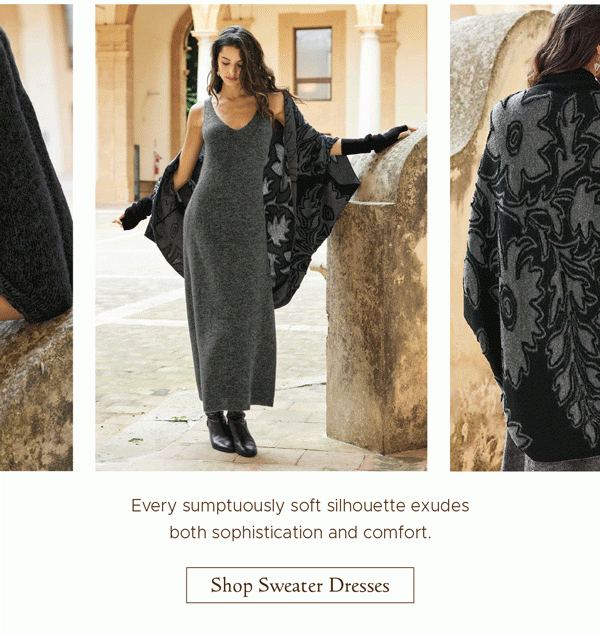 Every sumptuously soft silhouette exudes both sophistication and comfort. | Shop Sweater Dresses