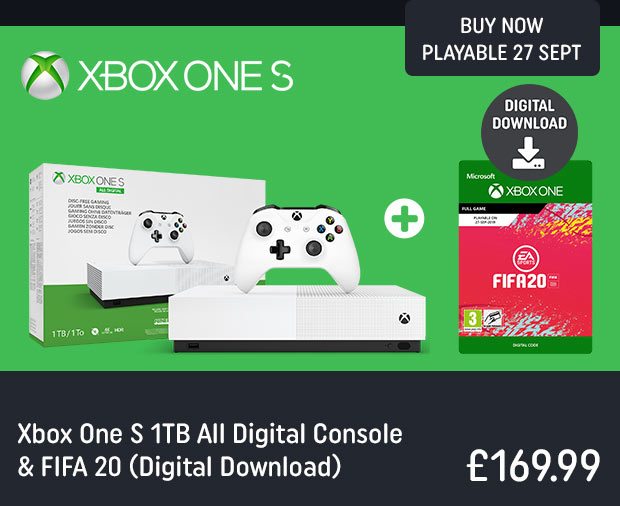 Xbox One S 1TB All Digital Console & FIFA 20 (Digital Download)