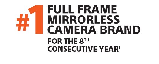 #1 Full Frame Mirrorless Camera Brand for the 8th consecutive year(1)