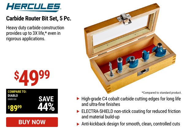 HERCULES: Carbide Router Bit Set, 5 Pc.