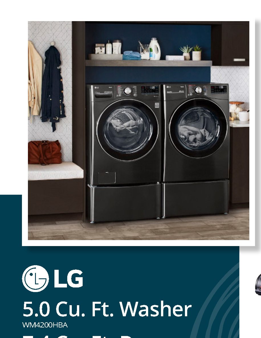 LG | 5.0 Cu. Ft. Washer WM4200HBA | 7.4 Cu. Ft. Dryer DLEX4200B