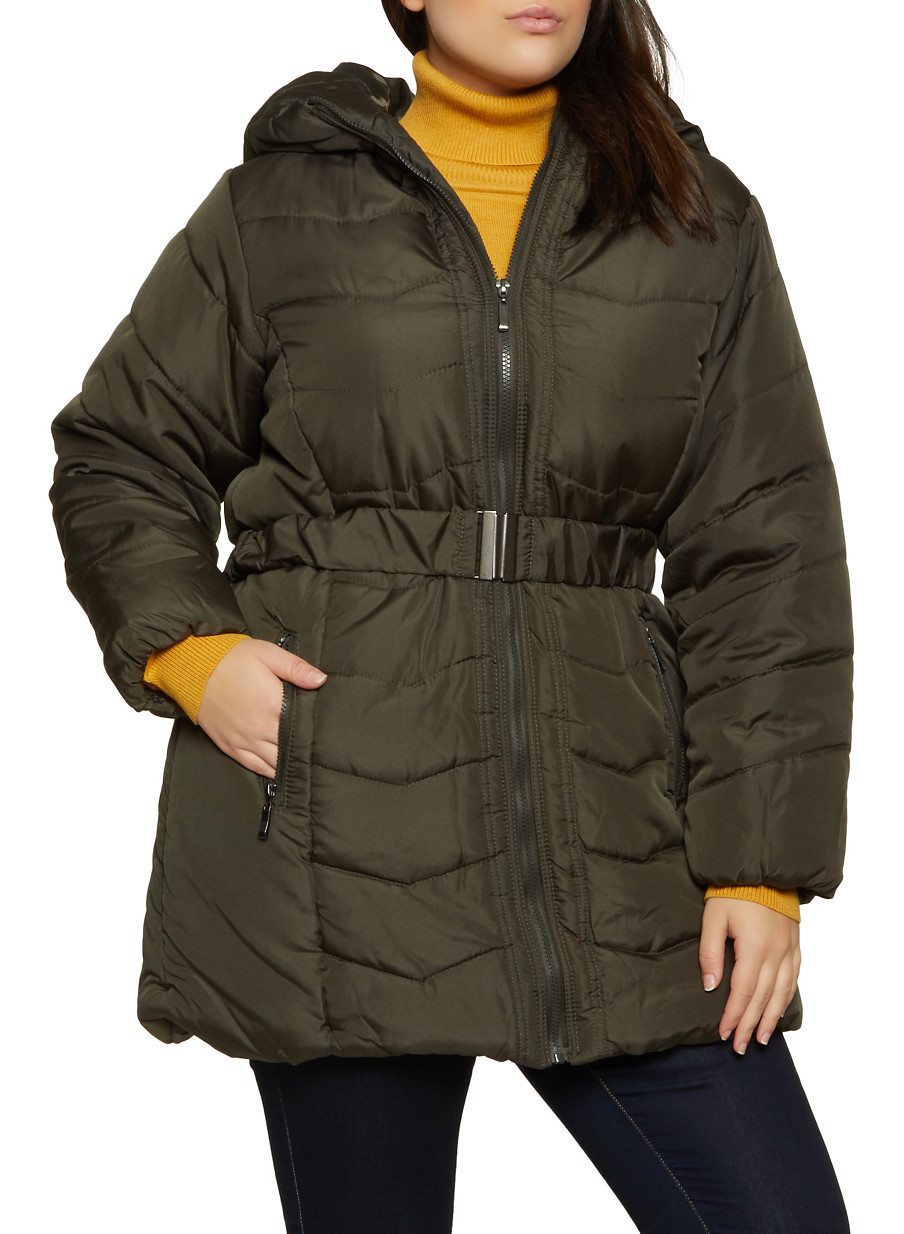 Plus Size Hooded Quilted Puffer Jacket