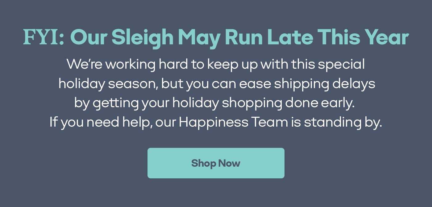 FYI: Our Sleigh May Run Late This Year | Shop Now