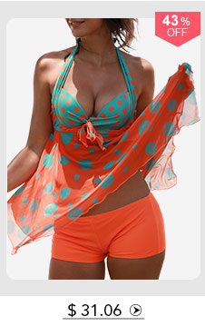 Asymmetric Hem Padded Open Back Printed Tankini Set