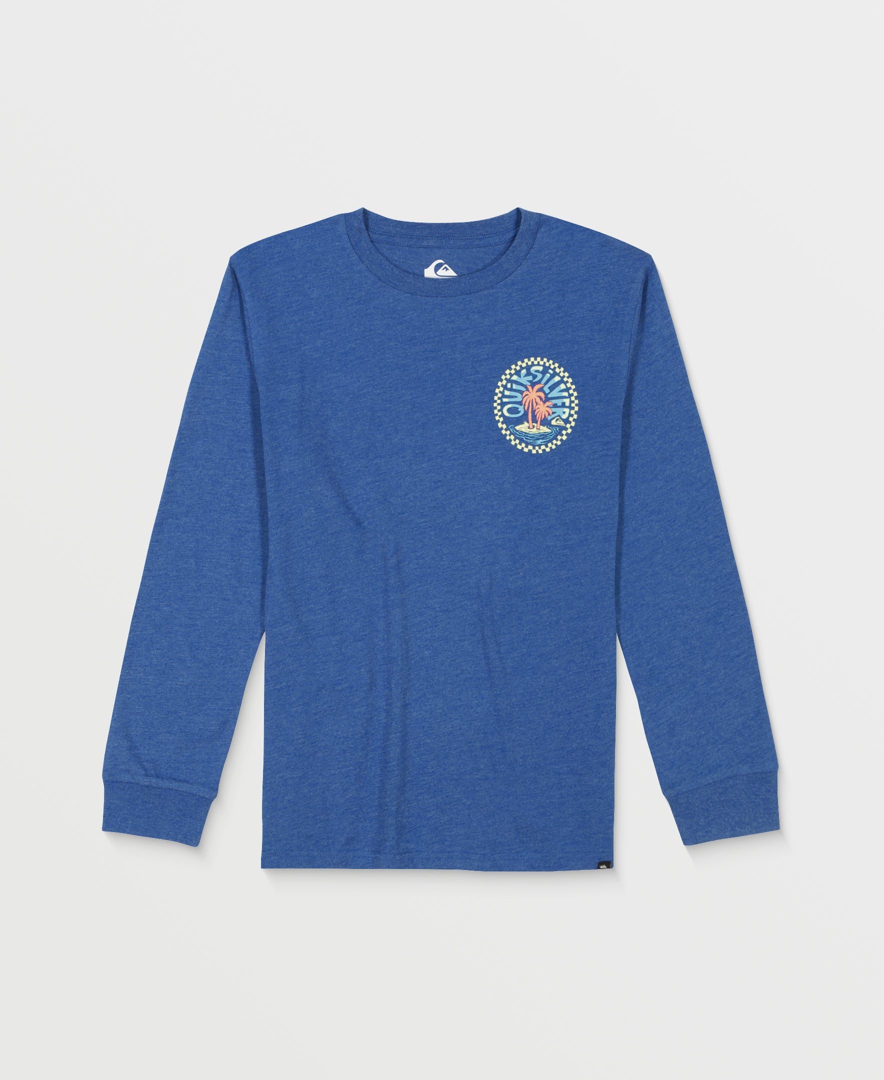 Image of Boys 2-7 Check Island Long Sleeve T-Shirt - Monaco Blue Heathe