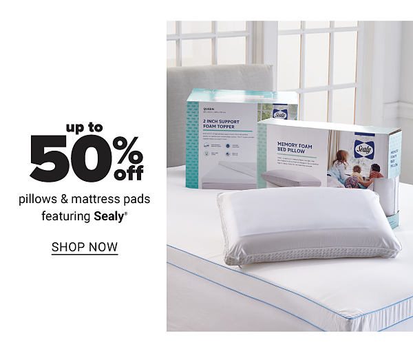 Up to 50% off Pillows & Mattress Pads featurng Sealy - Shop Now