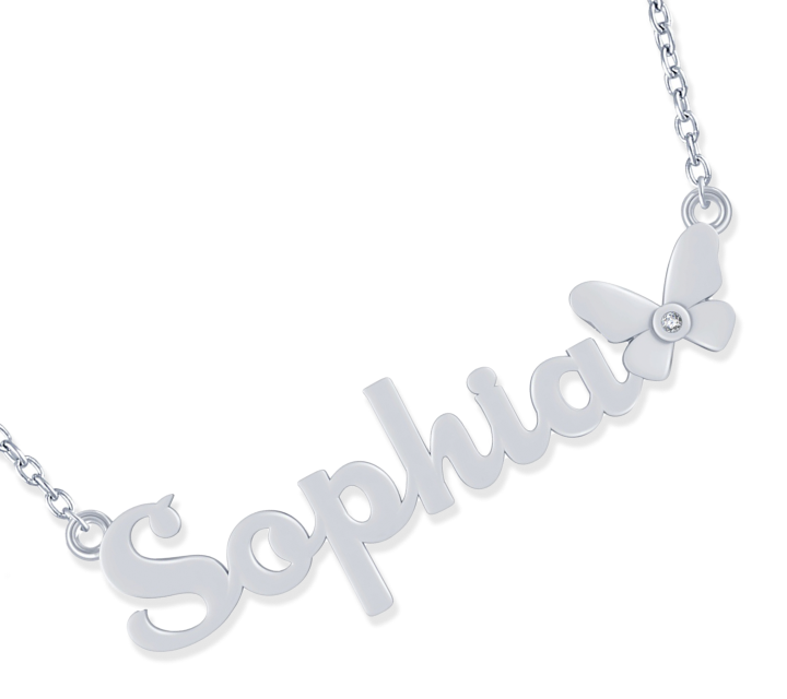 Butterfly Nameplate Necklace - ''Sophia'