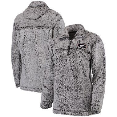 Georgia Bulldogs Women's Sherpa Super Soft Quarter-Zip Pullover Jacket - Gray