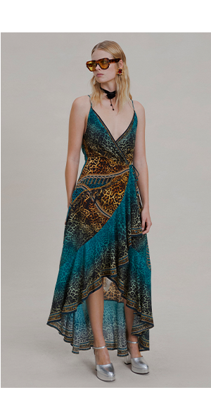 Draped front wrap dress Tiger Pants