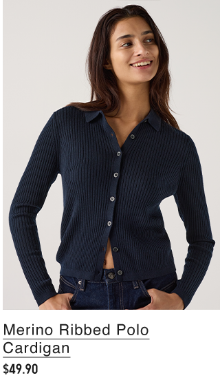 PDP4 - WOMEN RIBBED POLO CARDIGAN